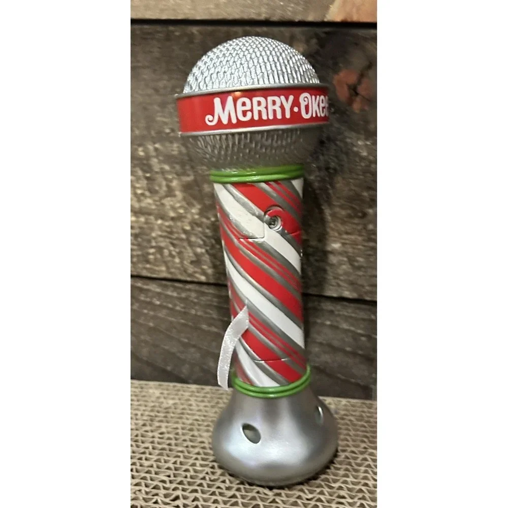 Hallmark Party Merry-Okee Christmas Karaoke Microphone candy‎ cane stripe Works